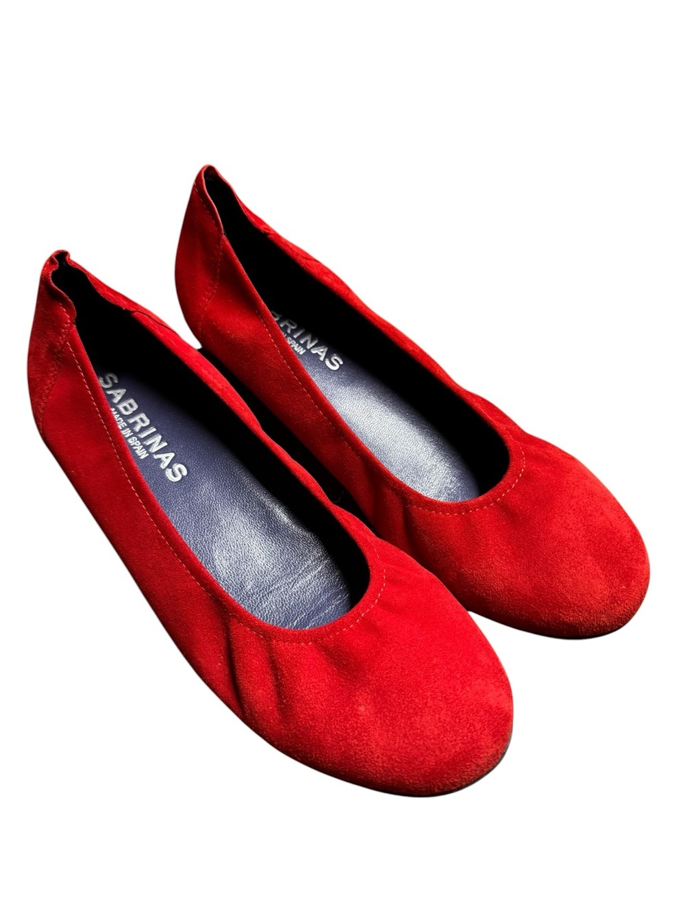 Sabrinas Spain London Ballet Flats Size 39 US 8.5 Red Suede Round Toe Slip On